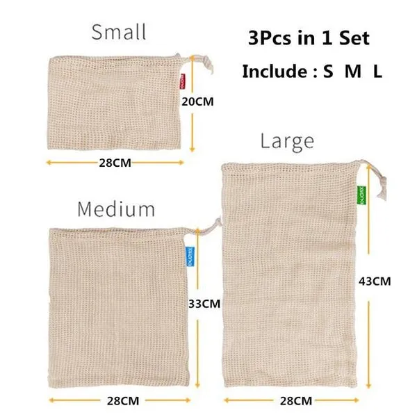 100% Organic Cotton Mesh Produce Bags