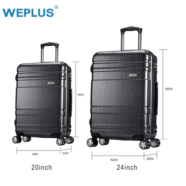 2Pcs/Set 20 Inch 24" Suitcases Pc Rolling Luggage Suitcase With Wheels Trolley Tas Lock Hardside
