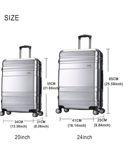 2Pcs/Set 20 Inch 24" Suitcases Pc Rolling Luggage Suitcase With Wheels Trolley Tas Lock Hardside