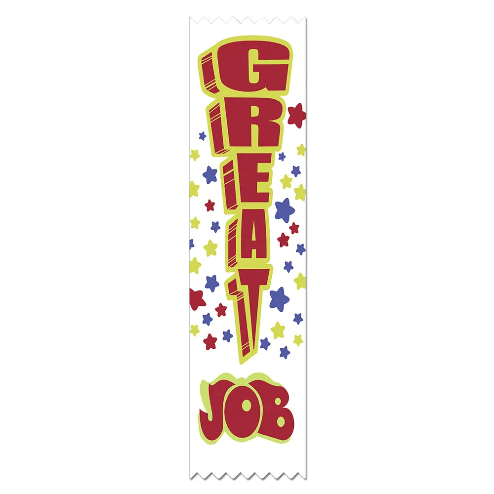 2" X 8" Stock Multicolor Pinked Top Great Job Award Ribbon