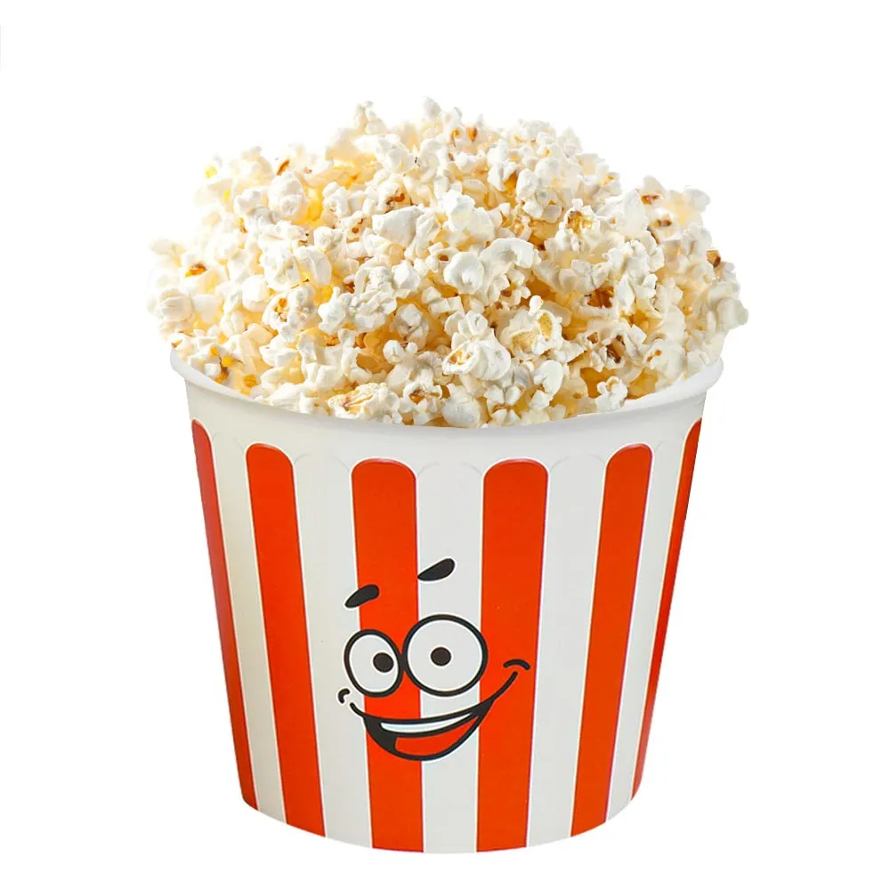 6 Pcs Popcorn Plastic Bucket Containers Bowl Tubs Reusable Movie Night Set Home