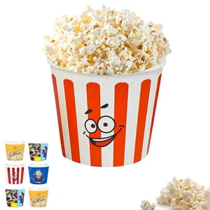 6 Pcs Popcorn Plastic Bucket Containers Bowl Tubs Reusable Movie Night Set Home