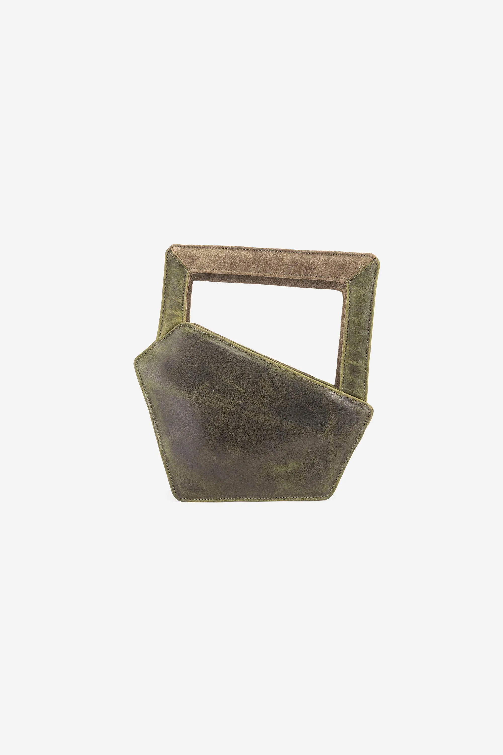 Abelardo Scarlet Olive Geometry Cut Hand Bag
