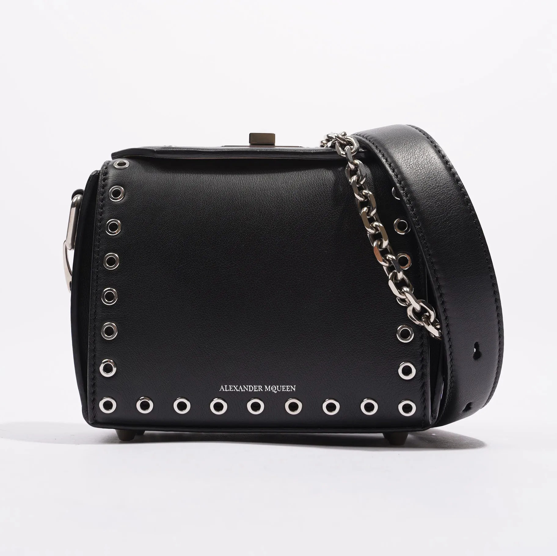 Alexander McQueen Womens Box Bag Black / Silver 16