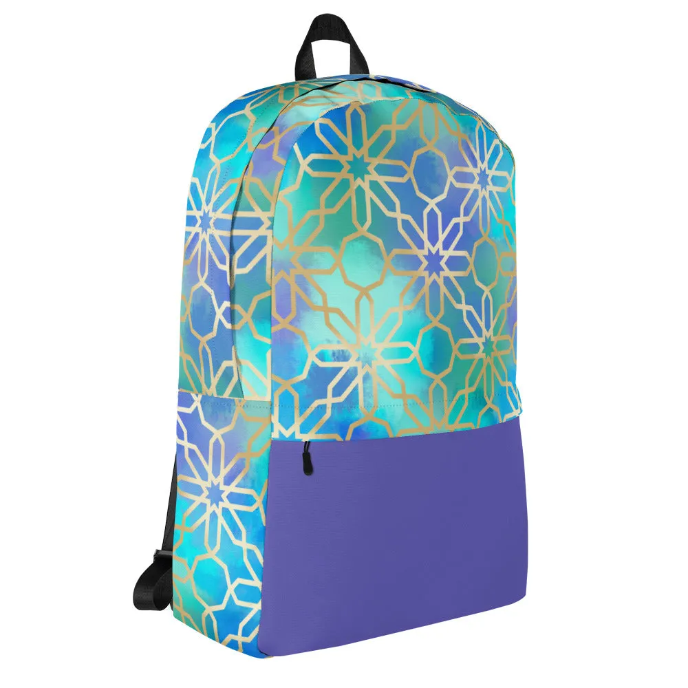 Backpack - Arabian Geometry in Red Sea Watercolors