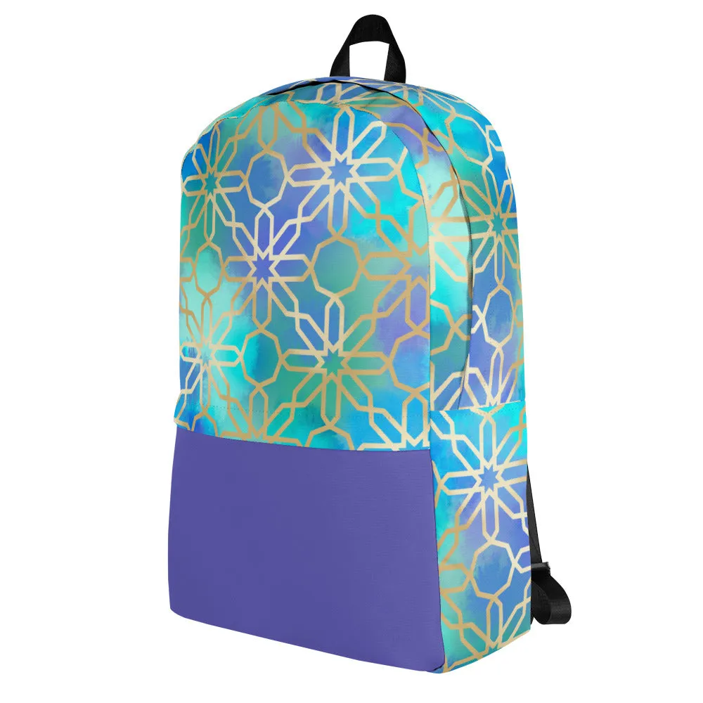 Backpack - Arabian Geometry in Red Sea Watercolors