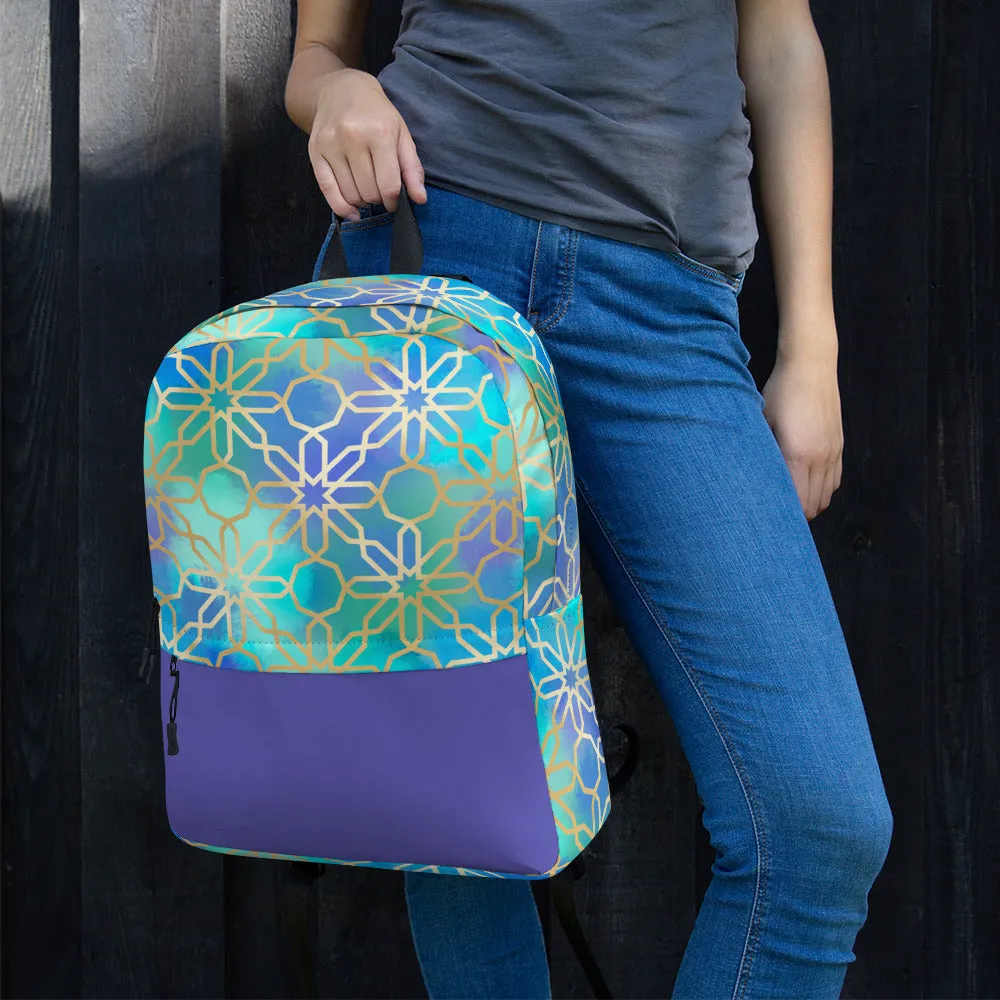 Backpack - Arabian Geometry in Red Sea Watercolors