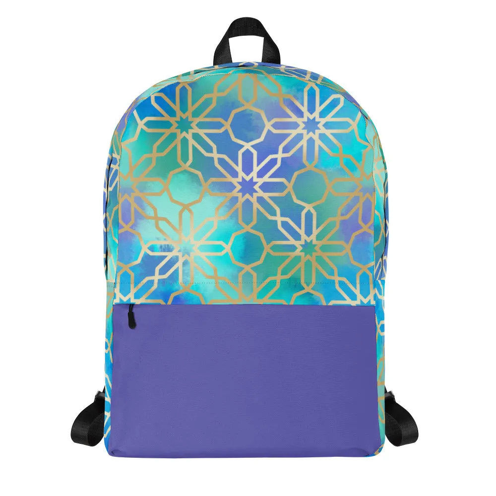 Backpack - Arabian Geometry in Red Sea Watercolors
