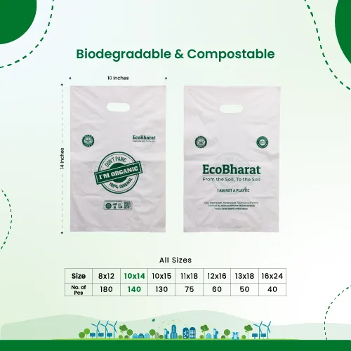 Biodegradable and Compostable D-cut Carry Bags 10x14(140pcs))