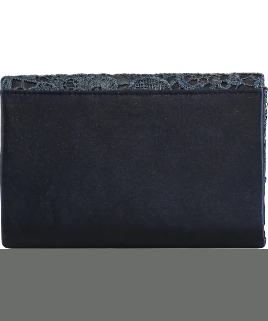 Blue Crochet Lace Pearl Clutch Bag