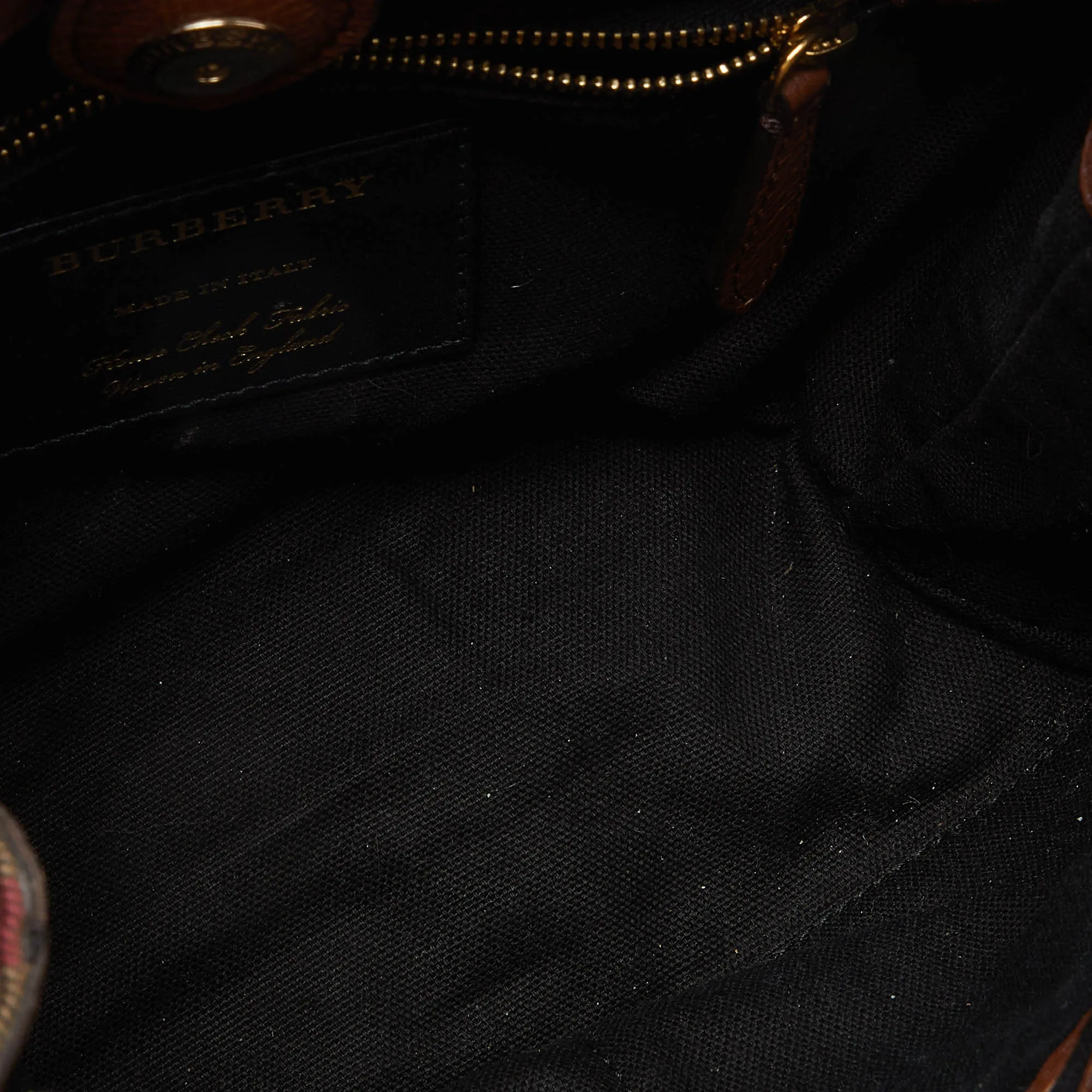 BURBERRY Brown/Beige Leather and House Check Fabric Small Banner Tote