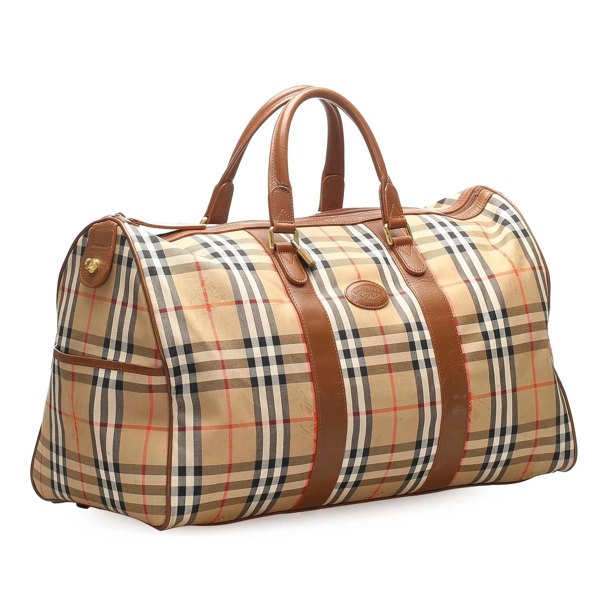 Burberry Haymarket Check Canvas Boston Bag (SHG-11746)