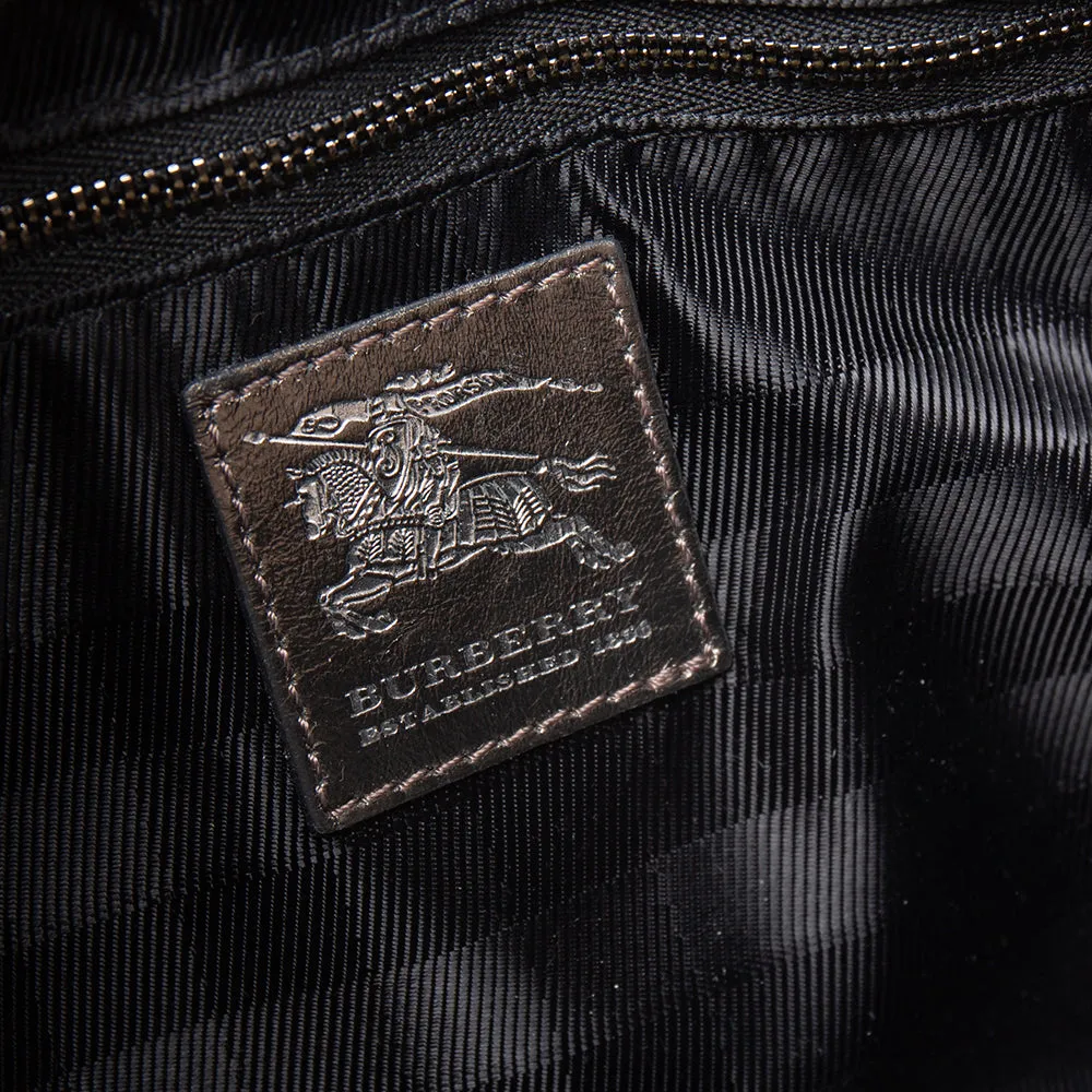 BURBERRY PRORSUM Metallic Gunmetal Quilted Leather Beaton Tote