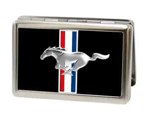 Business Card Holder - LARGE - Ford Mustang w Bars Logo CENTERED FCG Black