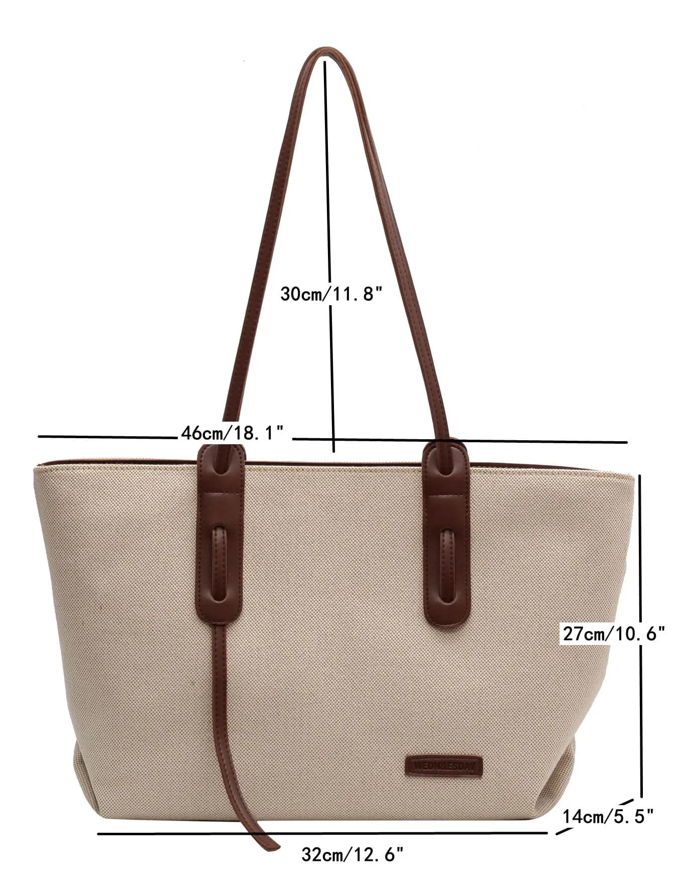 Casual Fashionable And Minimalist Large Capacity Zipper Closure Tote Bag
