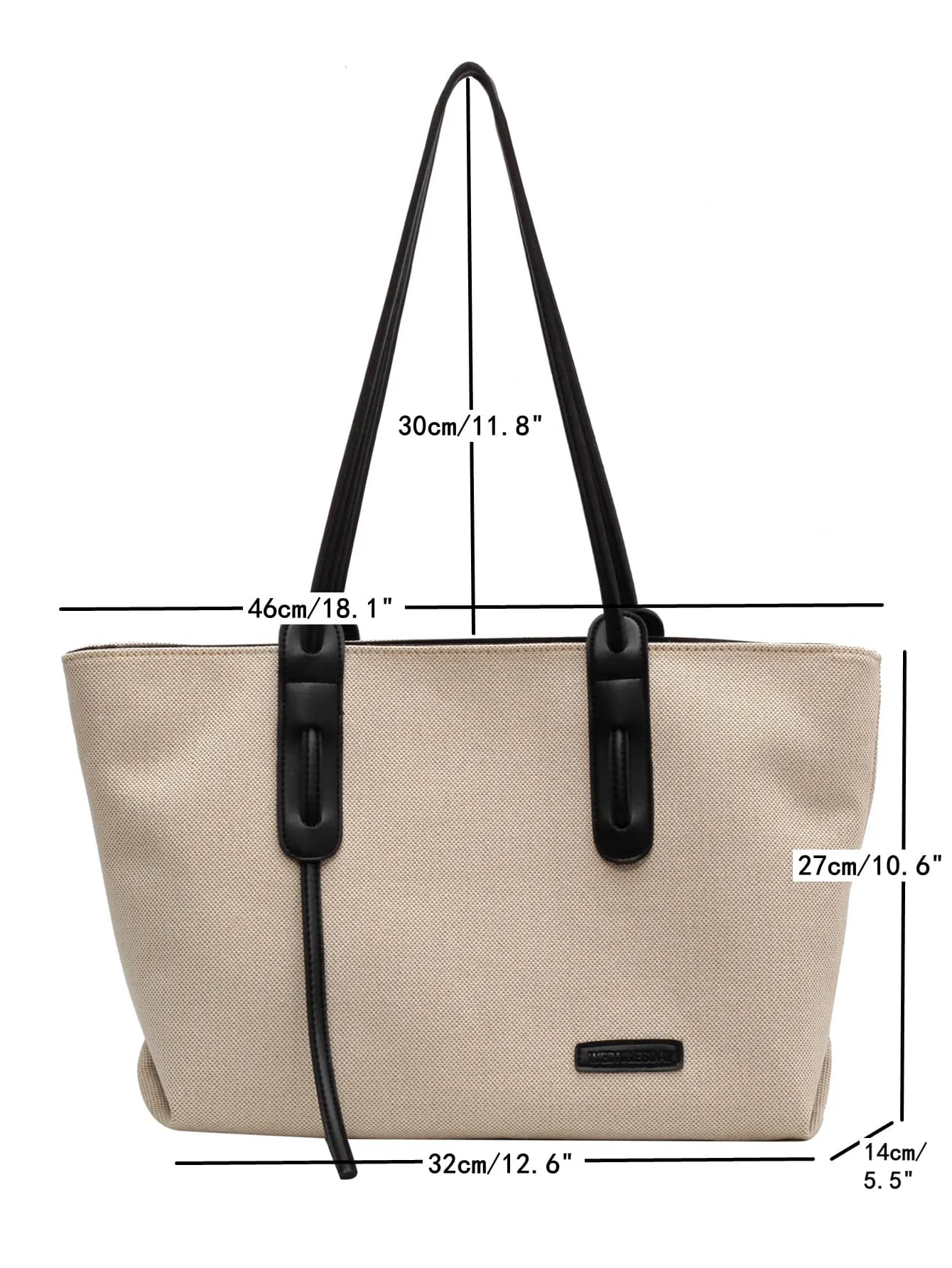 Casual Fashionable And Minimalist Large Capacity Zipper Closure Tote Bag