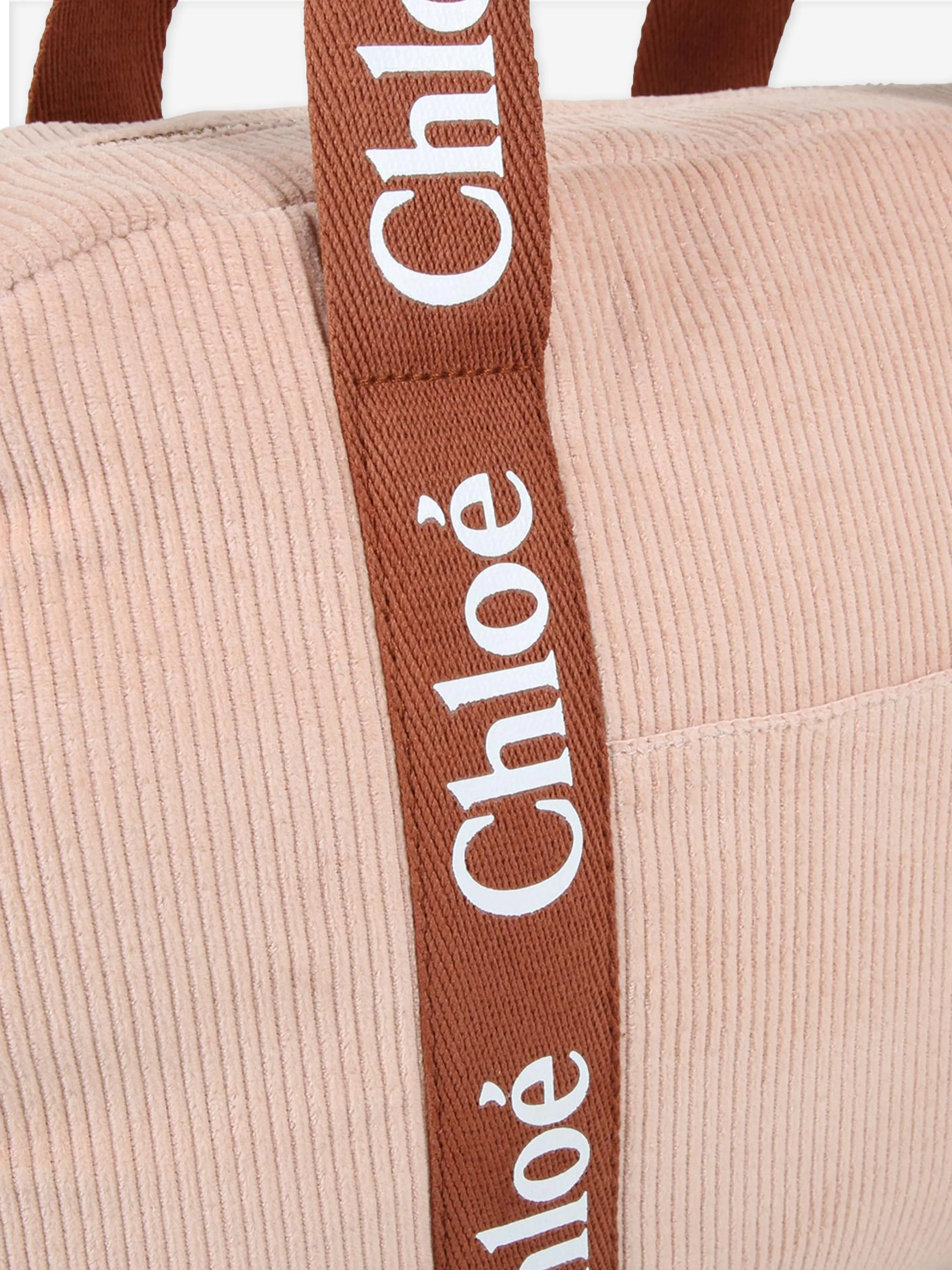 Chloé Baby Girls Corduroy Changing Bag in Pink (41cm)