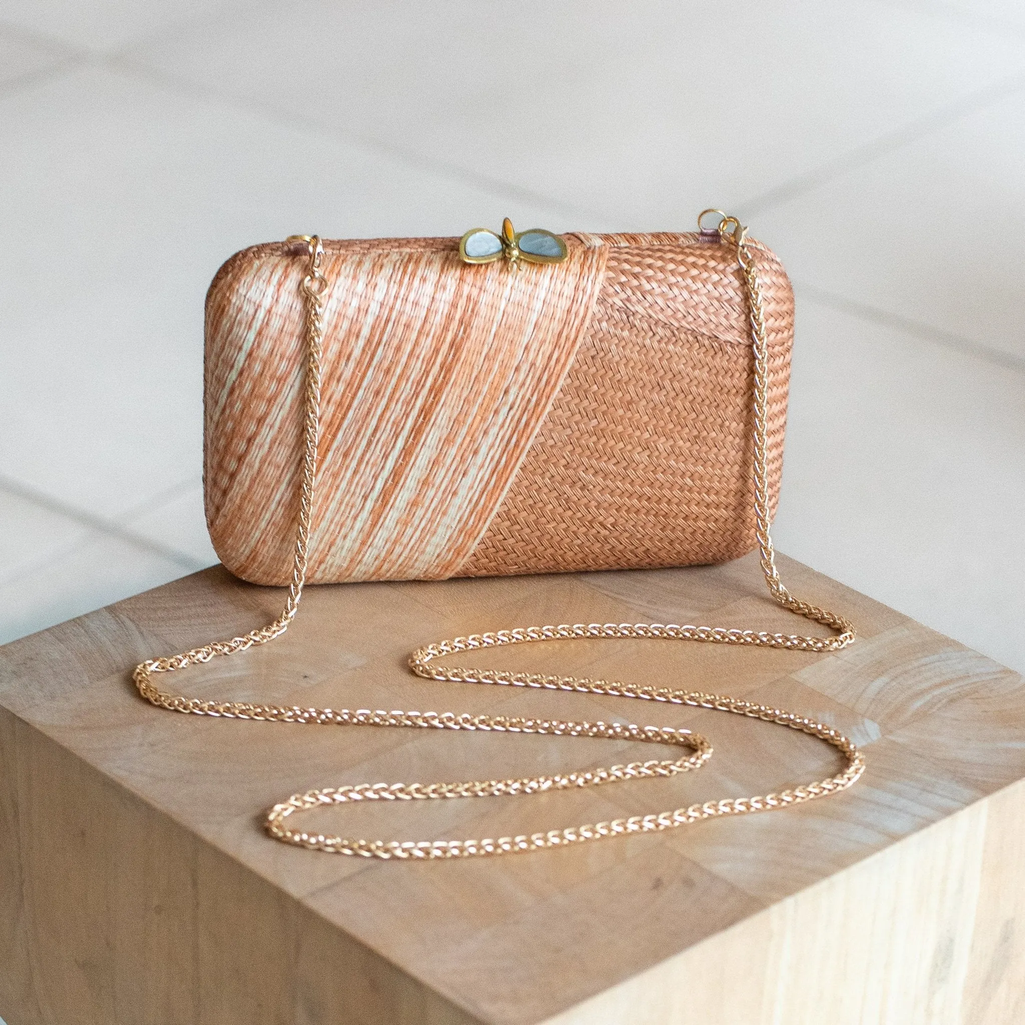Coral Kimono Clutch Bag - Straw Purse | LIKHÂ