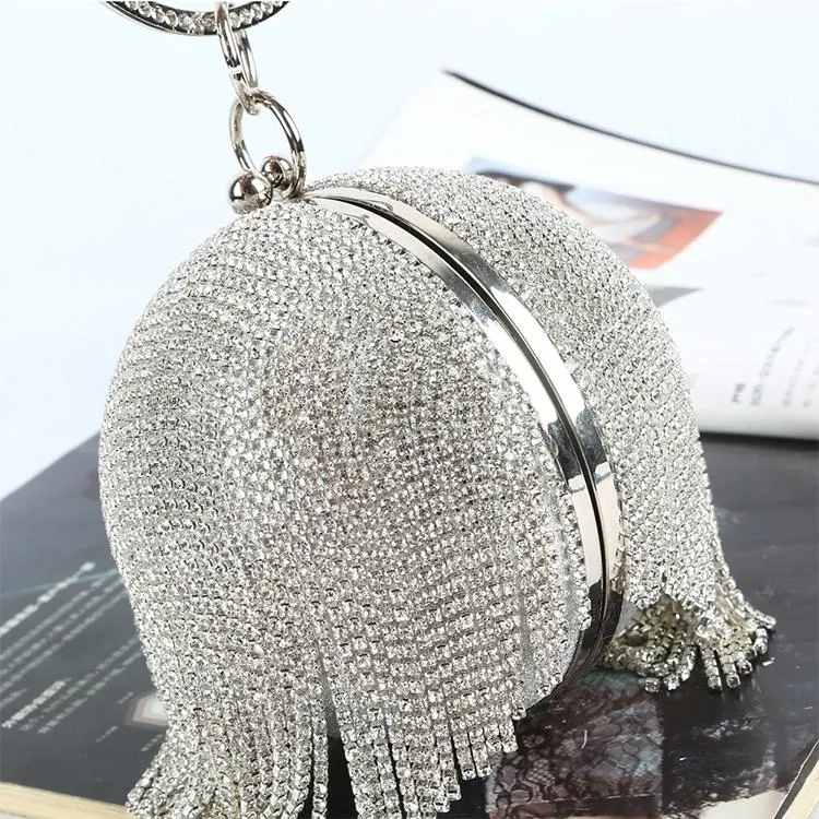 Crystal Tassel Clutch for Weddings and Parties