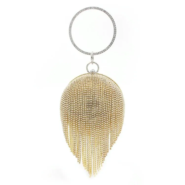Crystal Tassel Clutch for Weddings and Parties
