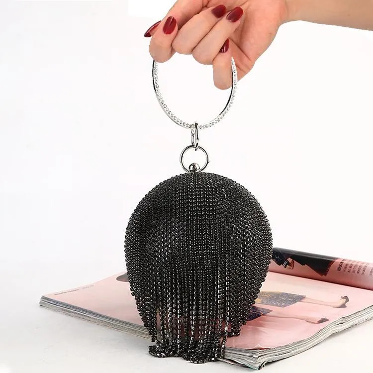 Crystal Tassel Clutch for Weddings and Parties