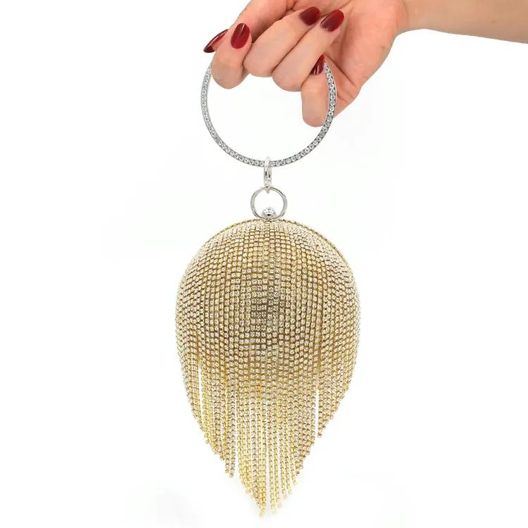 Crystal Tassel Clutch for Weddings and Parties
