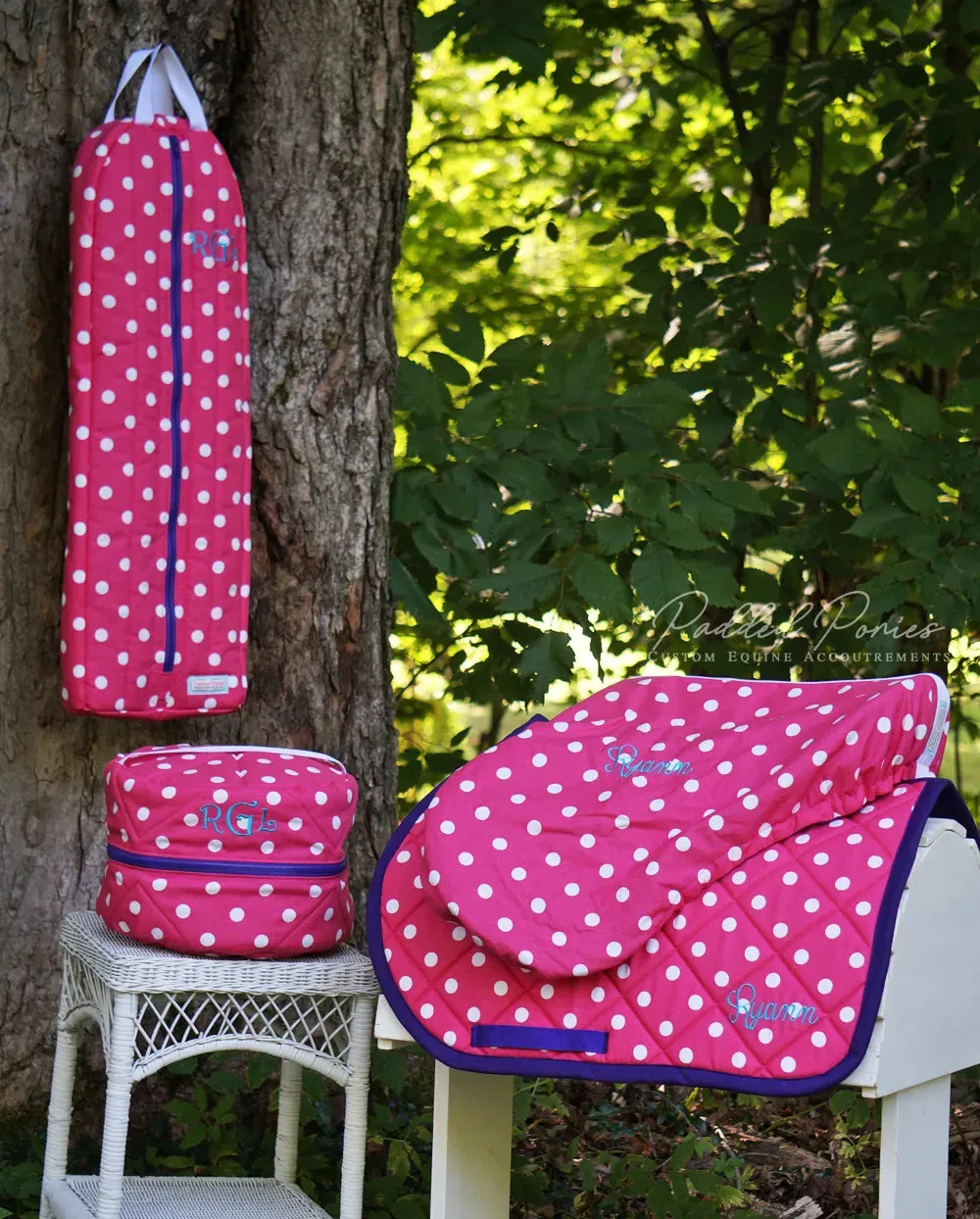 Custom Polka Dot Round Helmet Bag