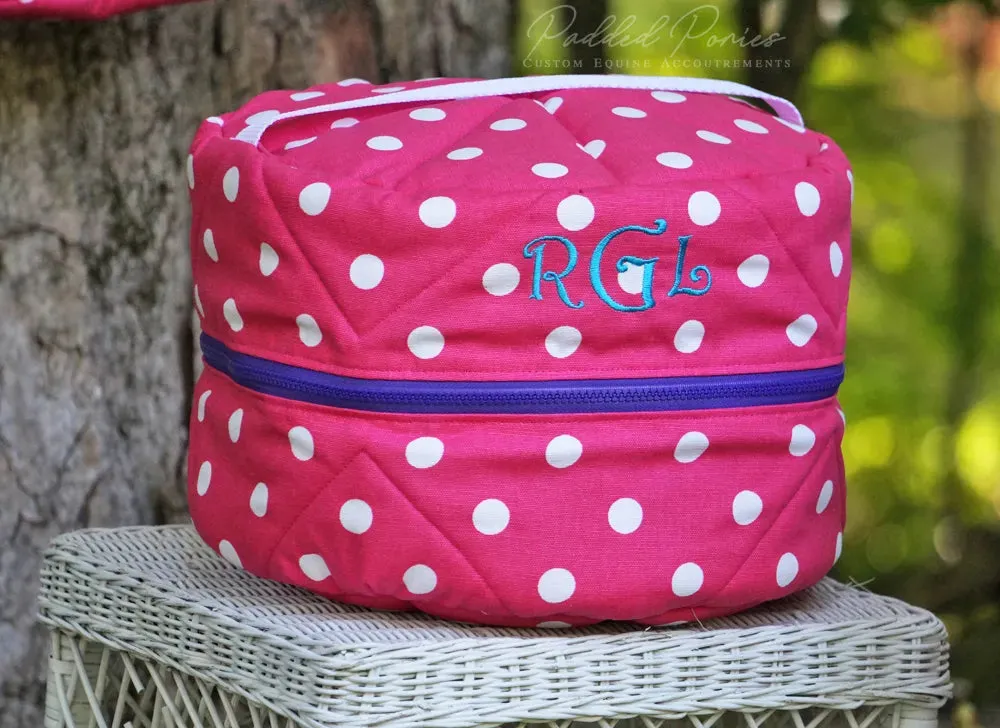 Custom Polka Dot Round Helmet Bag