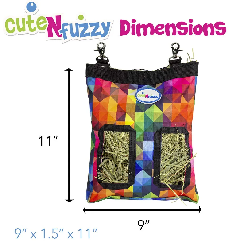 CuteNfuzzy Small Pet Small Hay Bag for Guinea Pigs and Rabbits with 6 Month Warranty 9x11x1.5"