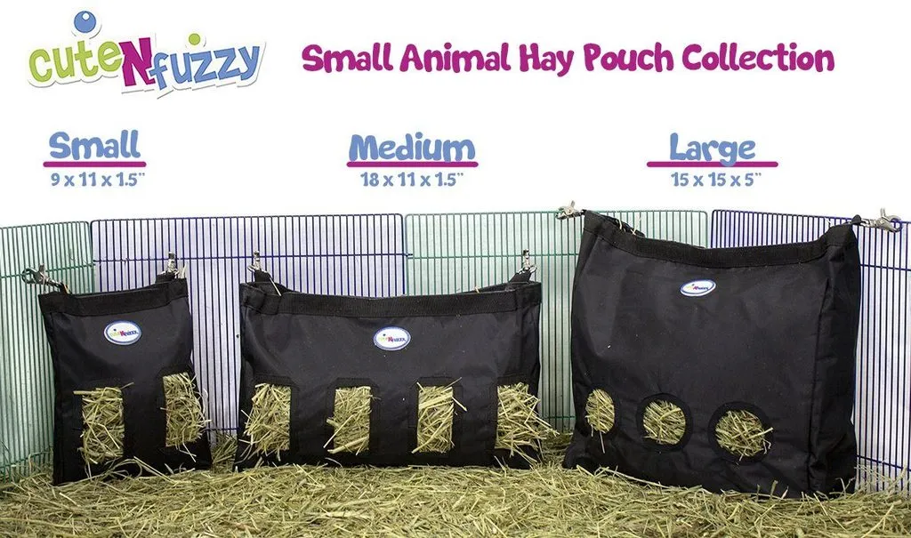 CuteNfuzzy Small Pet Small Hay Bag for Guinea Pigs and Rabbits with 6 Month Warranty 9x11x1.5"