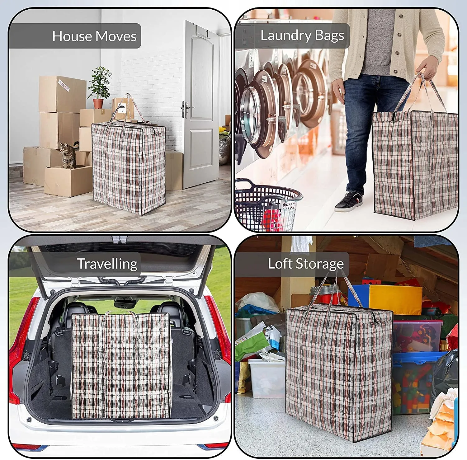 DECO EXPRESS Strong Large Laundry Bags Pack of 4, Storage Bags