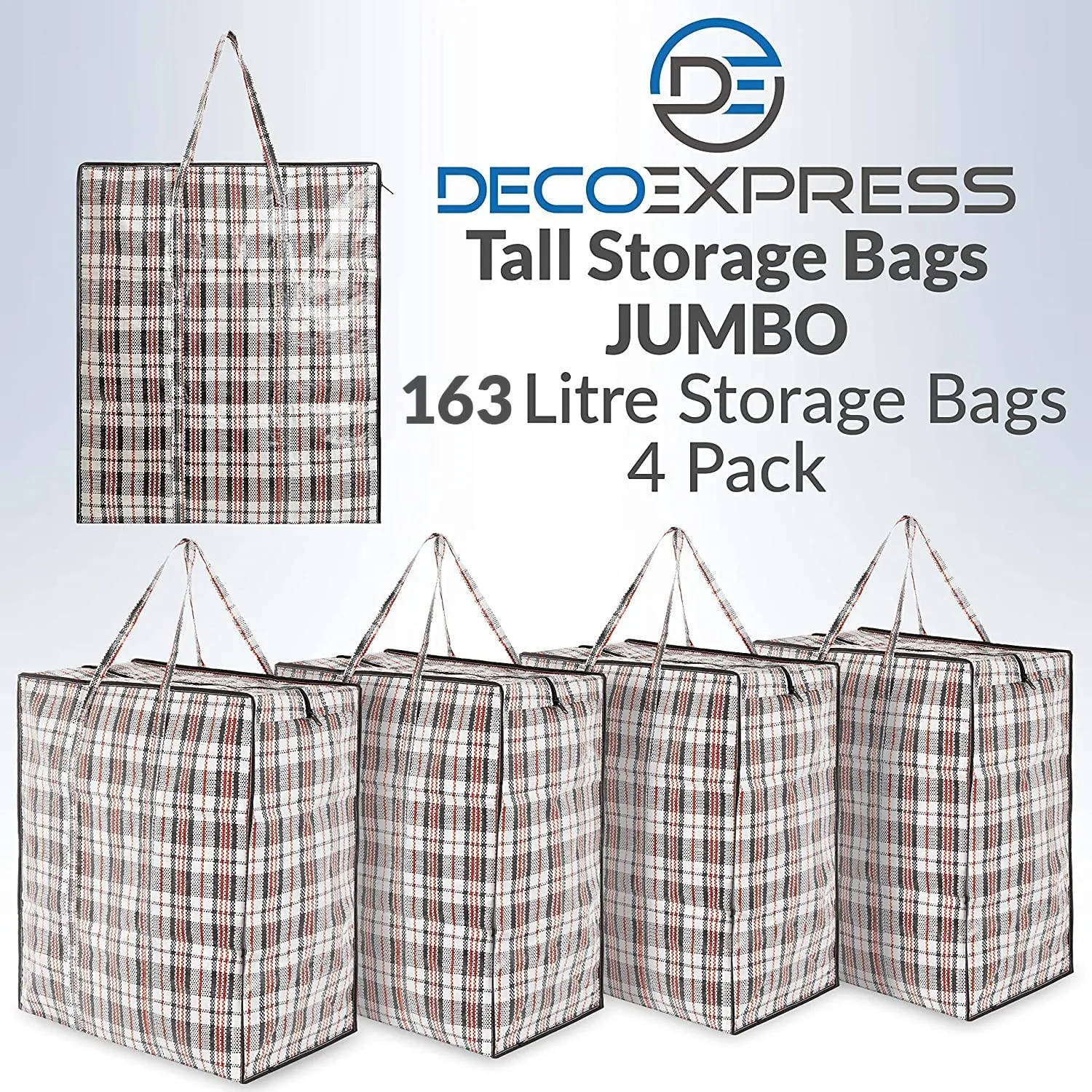 DECO EXPRESS Strong Large Laundry Bags Pack of 4, Storage Bags