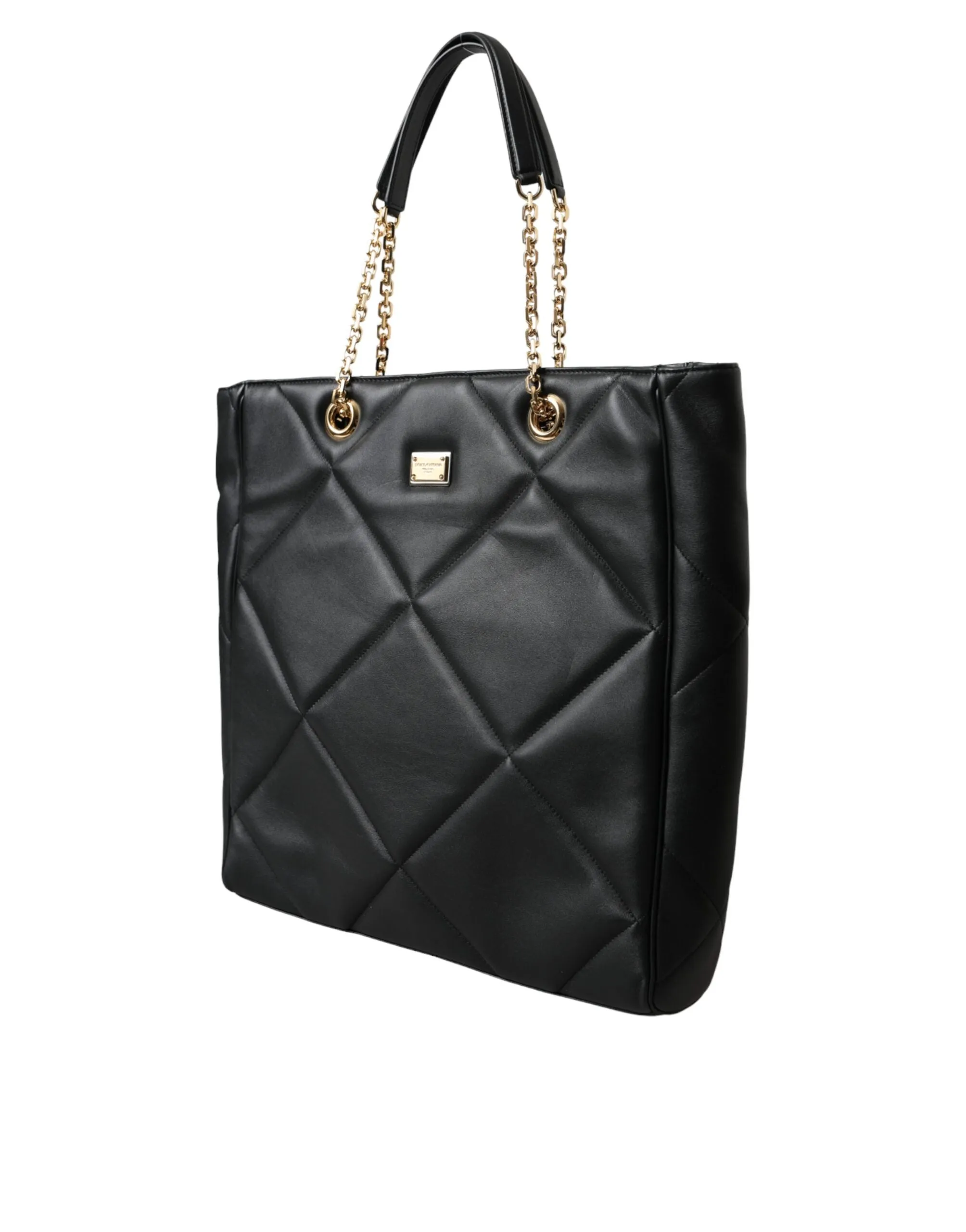 Dolce & Gabbana Black Leather Quilted Shopping Bag