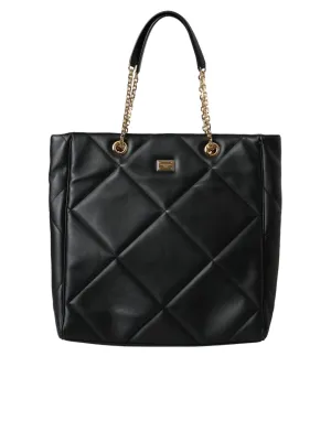 Dolce & Gabbana Black Leather Quilted Shopping Bag