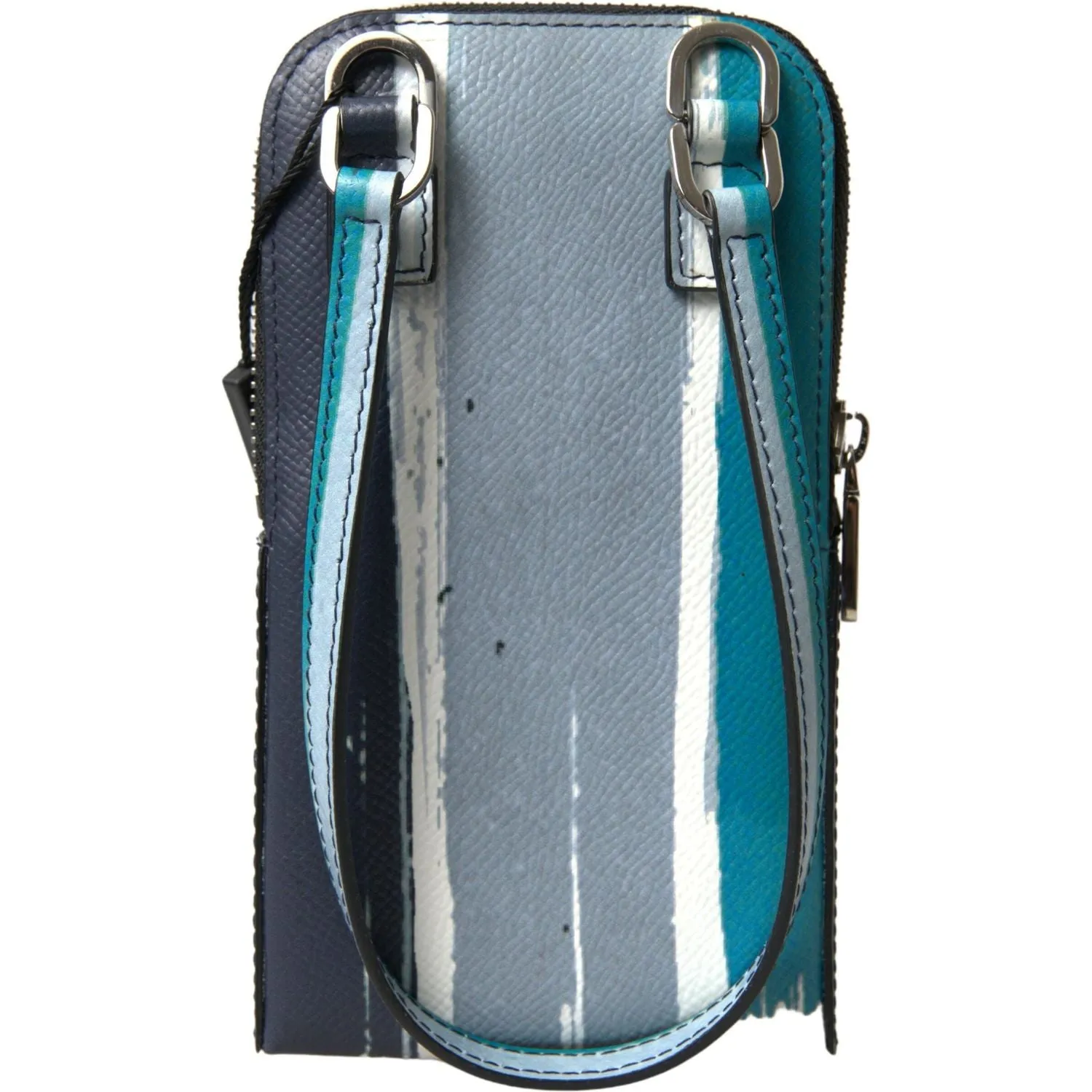 Dolce & Gabbana Elegant Leather Crossbody Phone Bag in Blue & White
