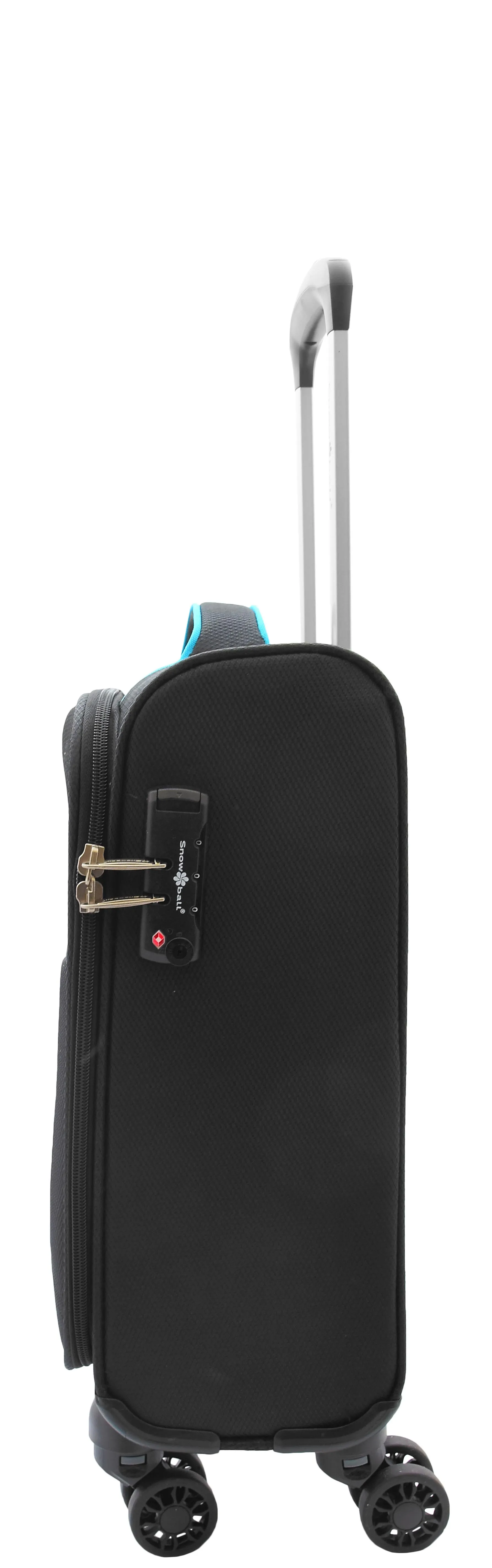DR498 Four Wheel Lightweight Soft Suitcase Luggage Black XS Size