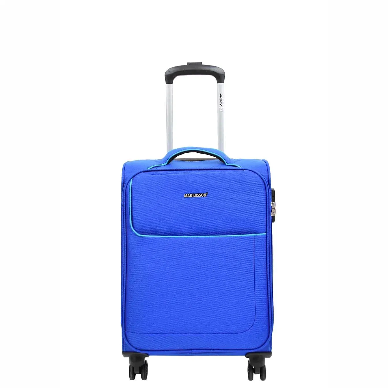 DR521 Lightweight 4 Wheel Soft Hand Luggage Cabin Size Suitcase Blue