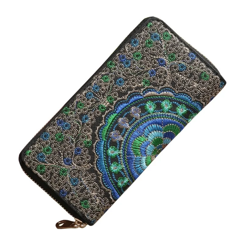 Ethnic Style Embroidered Single Pull Wallet