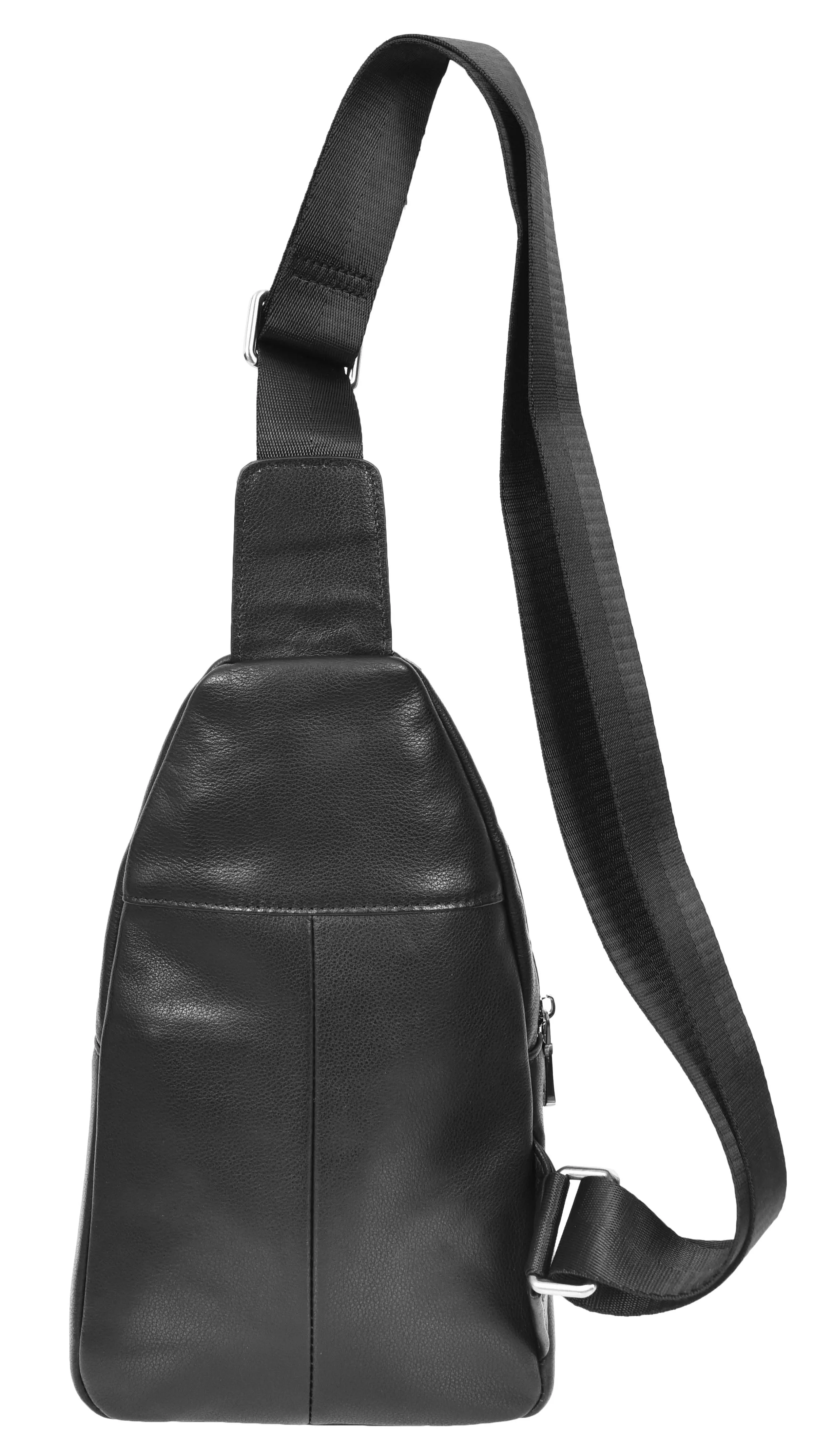 Explora Real Leather Cross-Body Travel Chest Bag Black