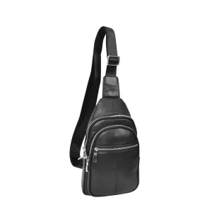 Explora Real Leather Cross-Body Travel Chest Bag Black