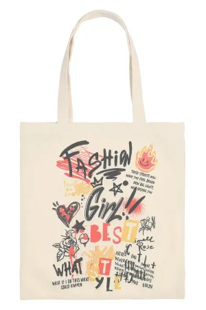 FASHION GIRL MINIMALIST PRINT TOTE BAG