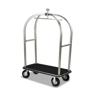 Forbes Industries 2528-DT 48" Birdcage® Luggage Cart Longer & Lower Style Satin Diamond Textured Stainless Steel Tubular Superstructure