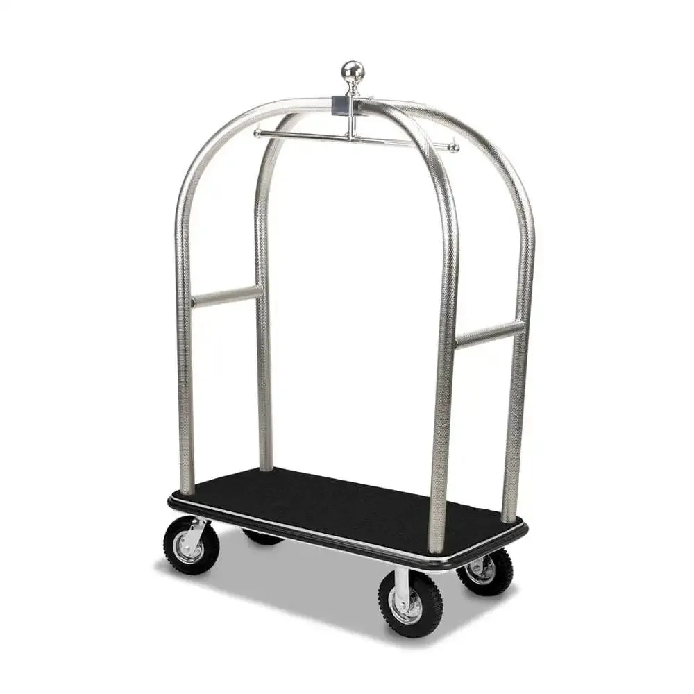 Forbes Industries 2528-DT 48" Birdcage® Luggage Cart Longer & Lower Style Satin Diamond Textured Stainless Steel Tubular Superstructure