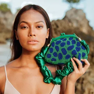 Green/Blue Jade Hand-beaded Clutch, Lush Green/blue