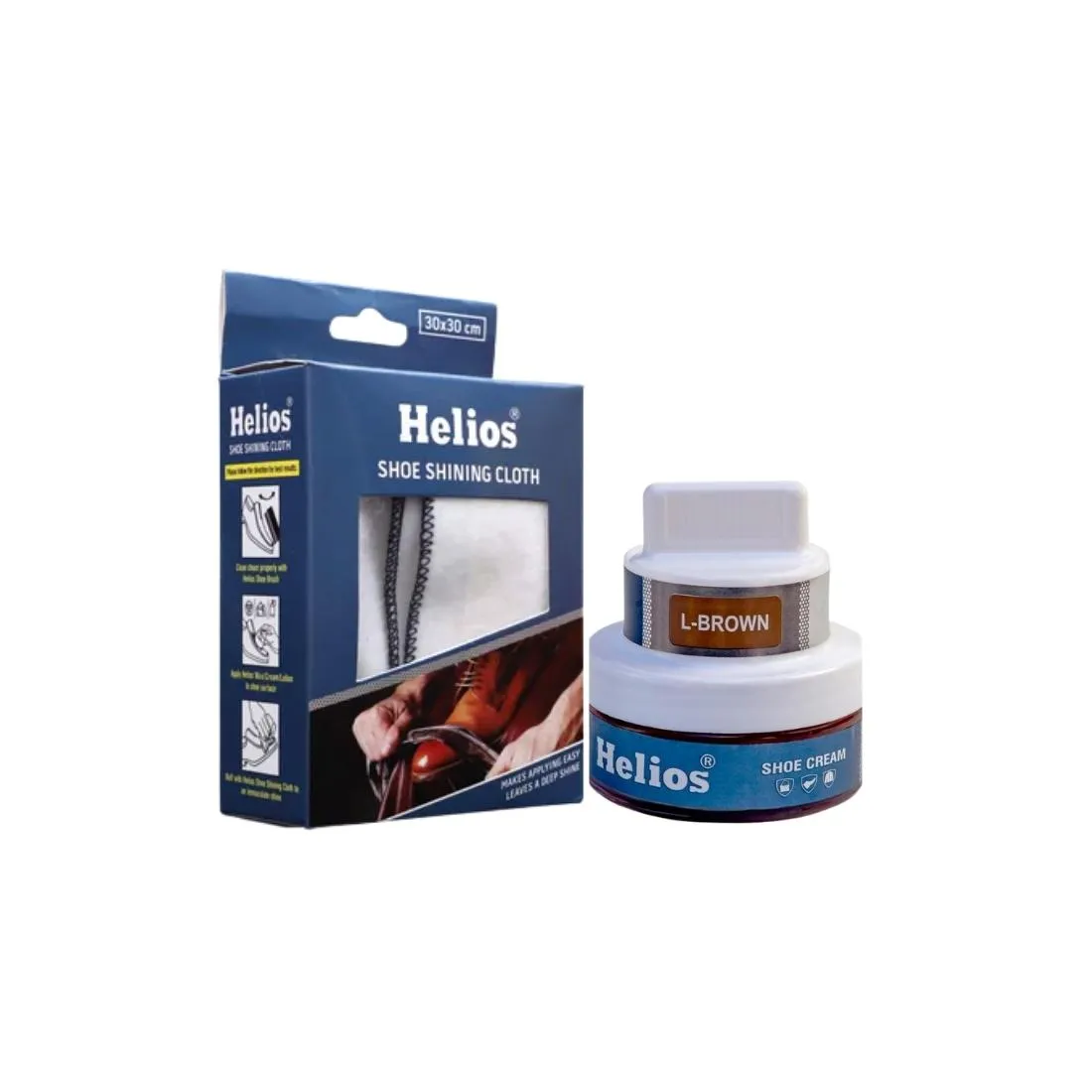 Helios Coloured Shoe Cream - 48 GM With Applicator With Shoe Shine Buffing Cloth