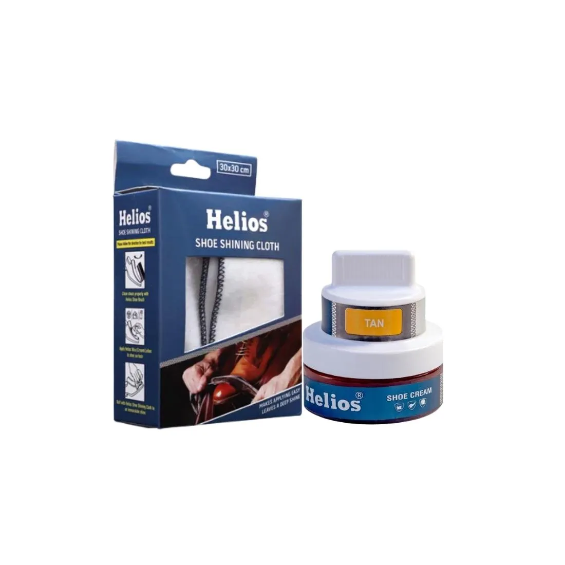 Helios Coloured Shoe Cream - 48 GM With Applicator With Shoe Shine Buffing Cloth
