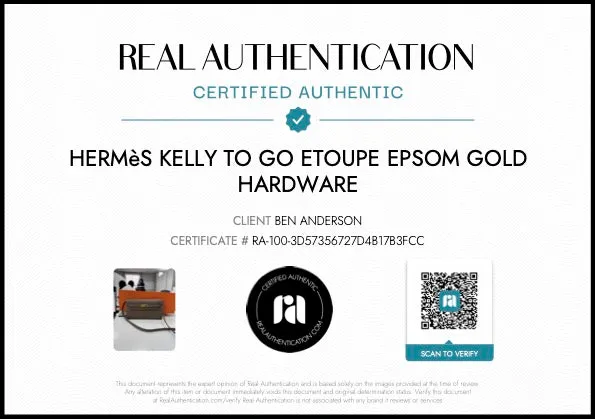 Herms Kelly To Go Etoupe Epsom Gold Hardware BOX FRESH