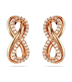 Hyperbola Stud Earrings Infinity, White, Rose-Gold Tone Plated