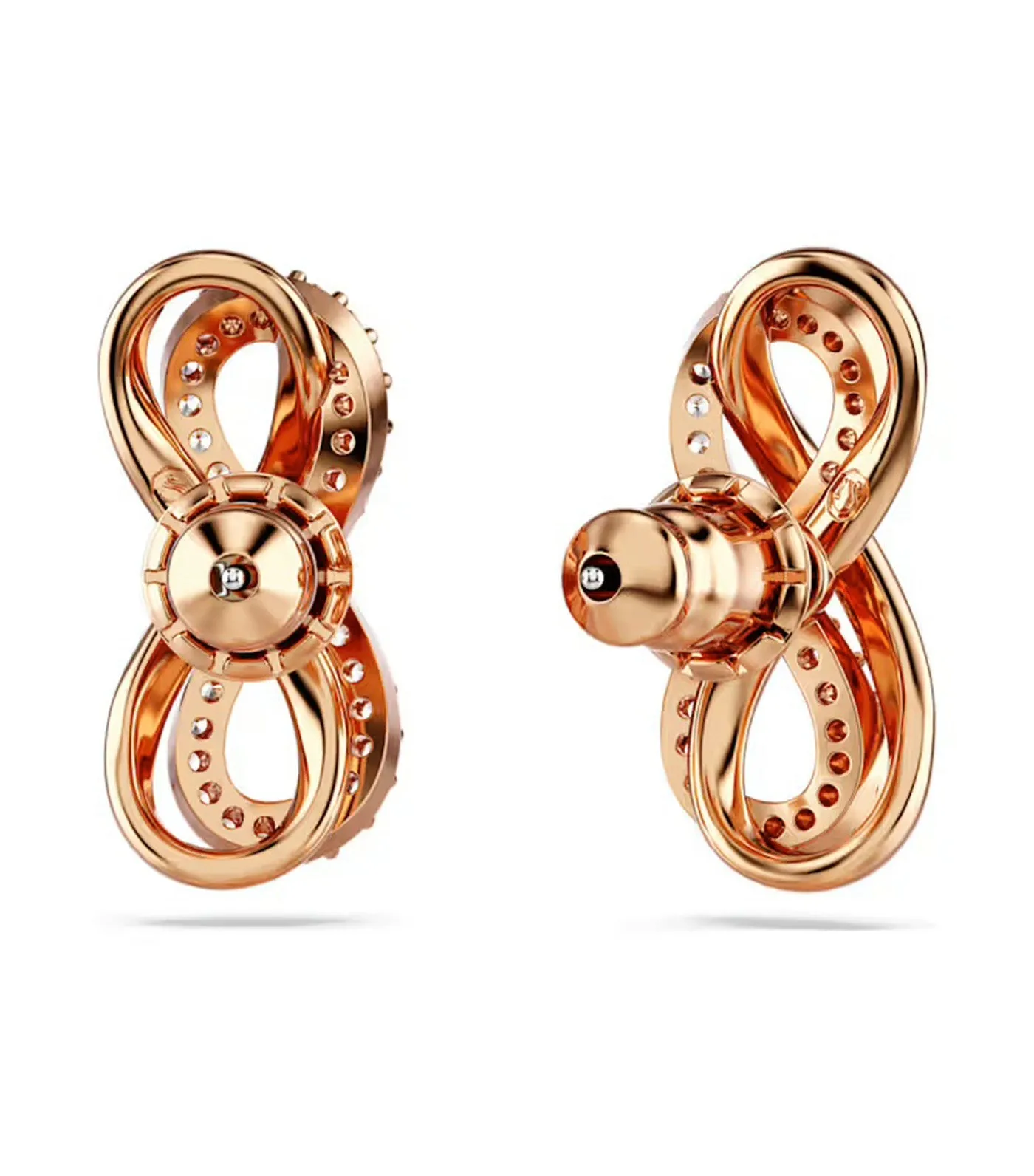 Hyperbola Stud Earrings Infinity, White, Rose-Gold Tone Plated