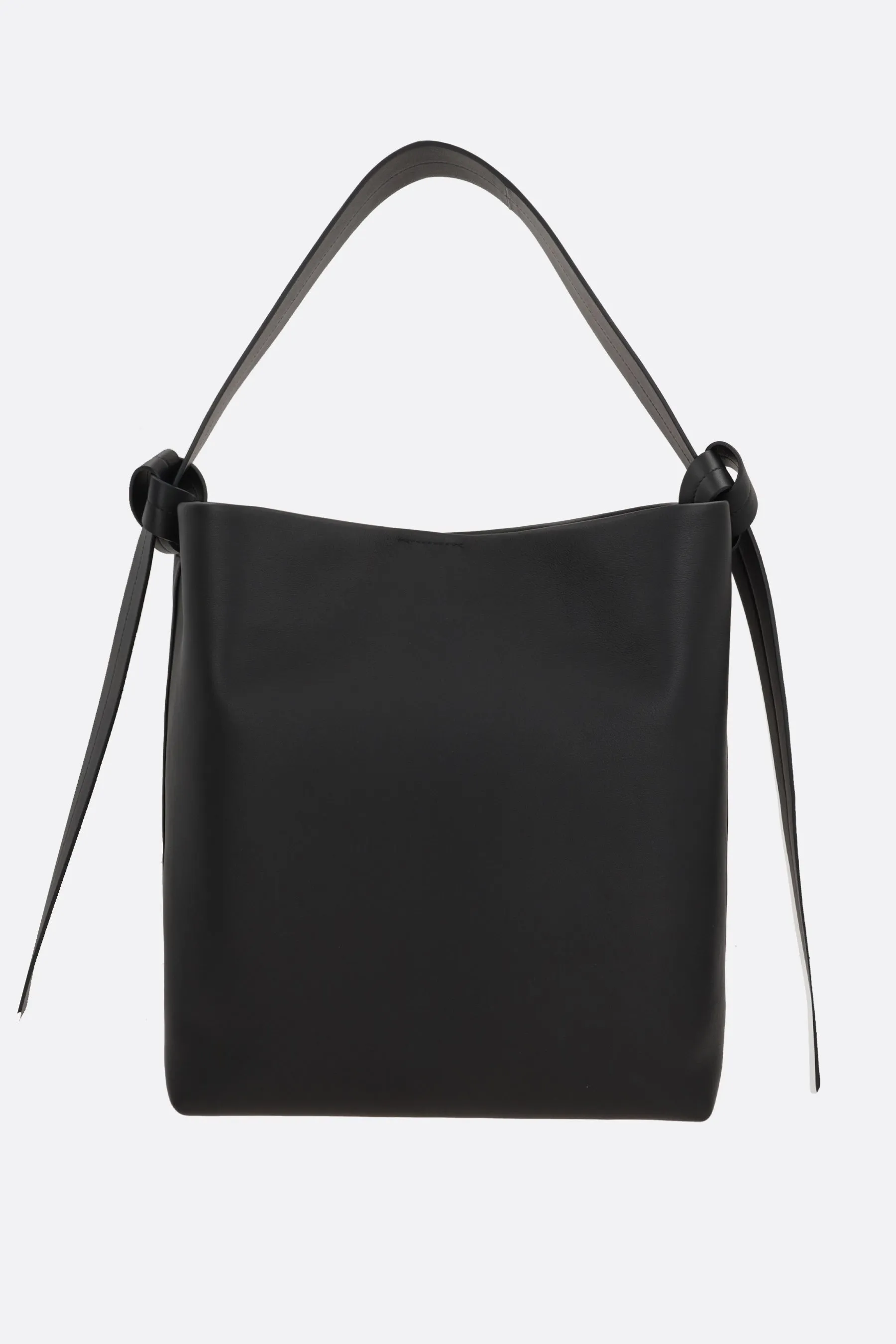Knotted Smooth Leather Hobo Bag